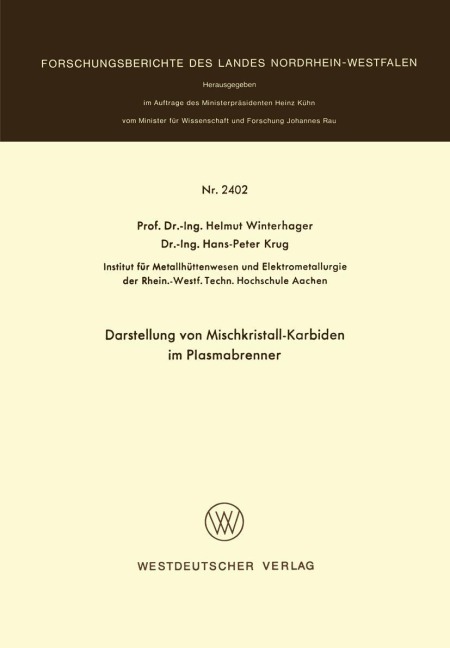 Darstellung von Mischkristall-Karbiden im Plasmabrenner - Helmut Winterhager
