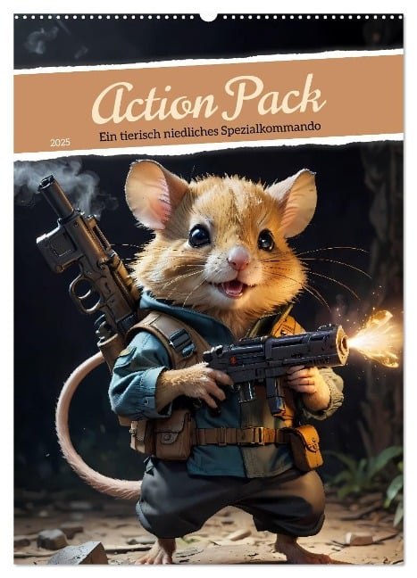 Action Pack - Ein tierisch niedliches Spezialkommando (Wandkalender 2025 DIN A2 hoch), CALVENDO Monatskalender - Sell Pixs:Sell