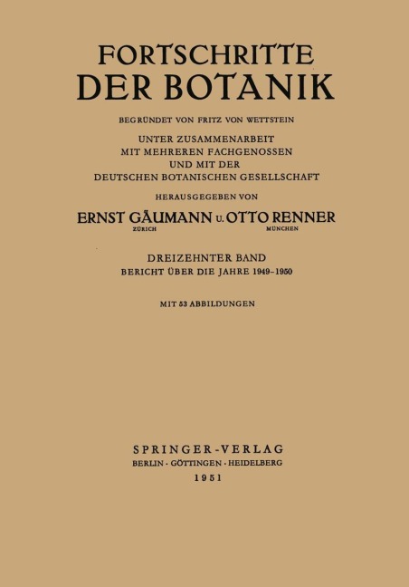 Bericht über die Jahre 1949-1950 - Ulrich Lüttge, Wolfram Beyschlag, John Cushman, Dennis Francis, Burkhard Büdel