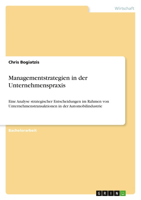 Managementstrategien in der Unternehmenspraxis - Chris Bogiatzis
