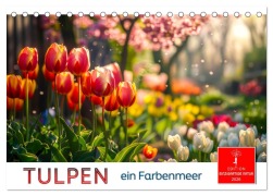 Cover-Bild zum Titel 'Tulpen - ein Farbenmeer (Tischkalender 2026 DIN A5 quer), CALVENDO Monatskalender' von 'Peter Roder'