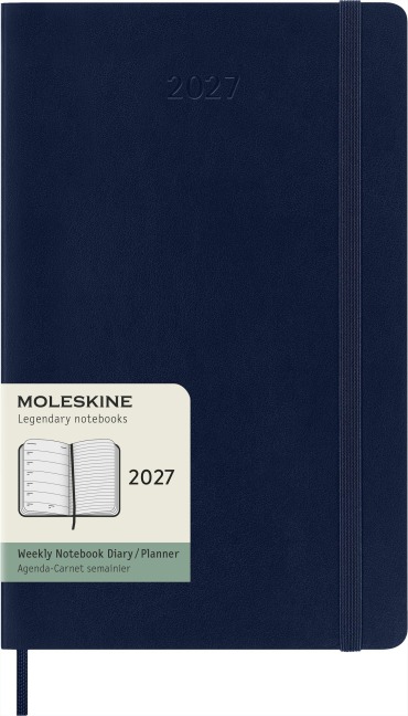 Moleskine 12 Monate Wochen Notizkalender 2027, Large/A5, 1 Wo = 1 Seite, rechts linierte Seite, Weicher Einband, Saphir - 