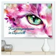 Katzensymphonie in Aquarell (hochwertiger Premium Wandkalender 2026 DIN A2 quer), Kunstdruck in Hochglanz - Ally Bee