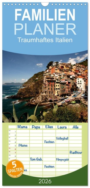 Familienplaner 2026 - Traumhaftes Italien mit 5 Spalten (Wandkalender, 21 x 45 cm) CALVENDO - Peter Schickert
