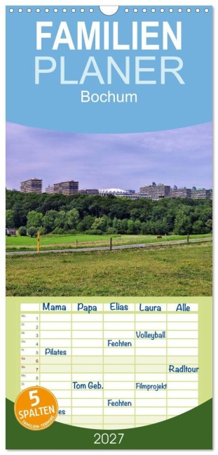 Familienplaner 2027 - Bochum mit 5 Spalten (Wandkalender, 21 x 45 cm) CALVENDO - Uwe Reschke