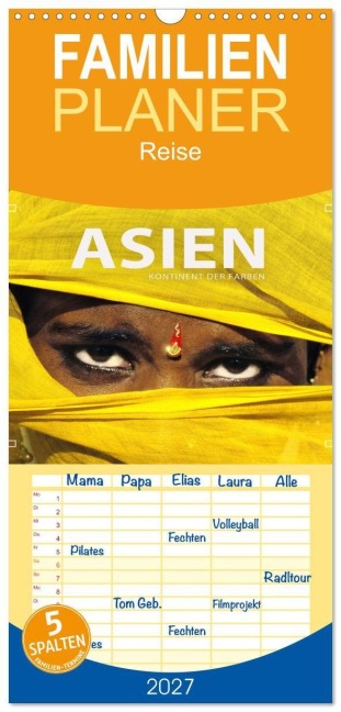 Familienplaner 2027 - Asien - Kontinent der Farben mit 5 Spalten (Wandkalender, 21 x 45 cm) CALVENDO - Mario Weigt