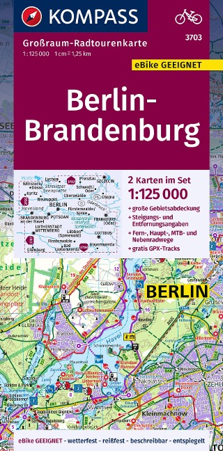 KOMPASS Großraum-Radtourenkarte 3703 Berlin-Brandenburg 1:125.000 - 