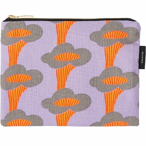 Pouch, Pfifferlinge, Flieder, Neon, 17 x 23cm, 100% Baumwolle - 