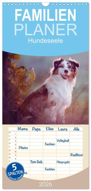 Familienplaner 2026 - Hundeseele mit 5 Spalten (Wandkalender, 21 x 45 cm) CALVENDO - Katrin Buttkau