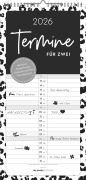 Termine für 2 Black and White 2026 Familienplaner - Timer - Termin-Planer - Couple-Kalender - Familien-Kalender - 22x45 - 