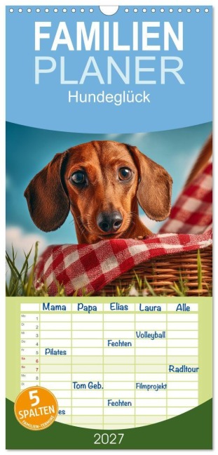 Familienplaner 2027 - Hundeglück mit 5 Spalten (Wandkalender, 21 x 45 cm) CALVENDO - Steffen Gierok-Latniak