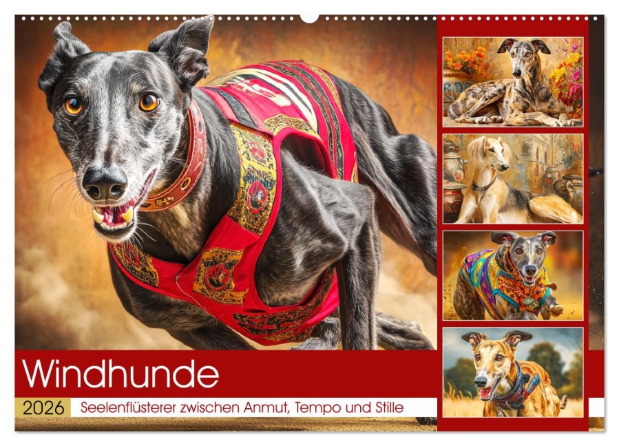 Windhunde. Seelenflüsterer zwischen Anmut, Tempo und Stille (Wandkalender 2026 DIN A2 quer), CALVENDO Monatskalender - Rose Hurley