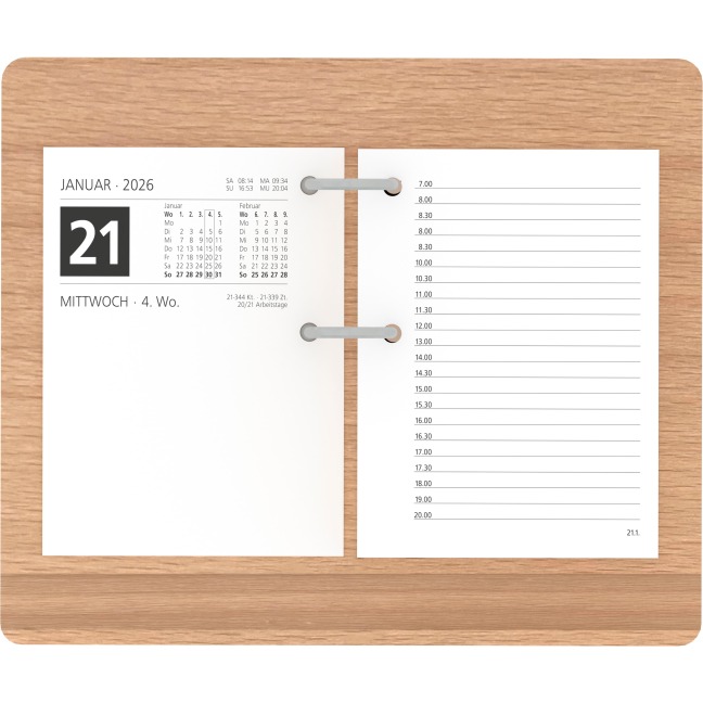 Holzuntersatz für Umlege-Kalender - 18,5x15,5 cm - mit Stiftablage - sehr stabil - 331-0000 - 