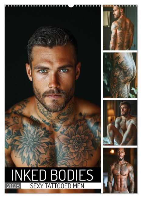 Inked Bodies - Sexy Tattooed Men (Wall Calendar 2026 DIN A2 portrait), CALVENDO 12 Month Wall Calendar - Mb Fotografie