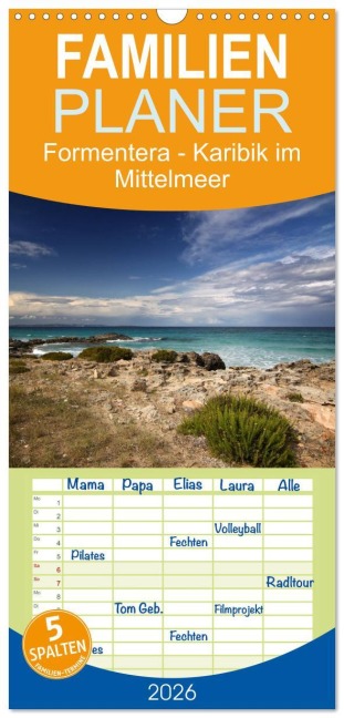Familienplaner 2026 - Formentera - Karibik im Mittelmeer mit 5 Spalten (Wandkalender, 21 x 45 cm) CALVENDO - Thomas Deter