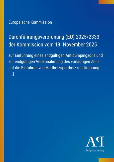 Durchführungsverordnung (EU) 2025/2333 der Kommission vom 19. November 2025 - Europäische Kommission