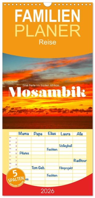 Familienplaner 2026 - Mosambik - Eine Perle im Süden Afrikas. mit 5 Spalten (Wandkalender, 21 x 45 cm) CALVENDO - Sf Sf