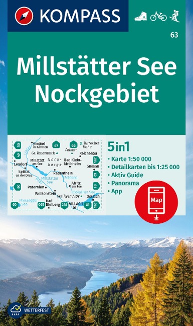 KOMPASS Wanderkarte 63 Millstätter See, Nockgebiet 1:50.000 - 