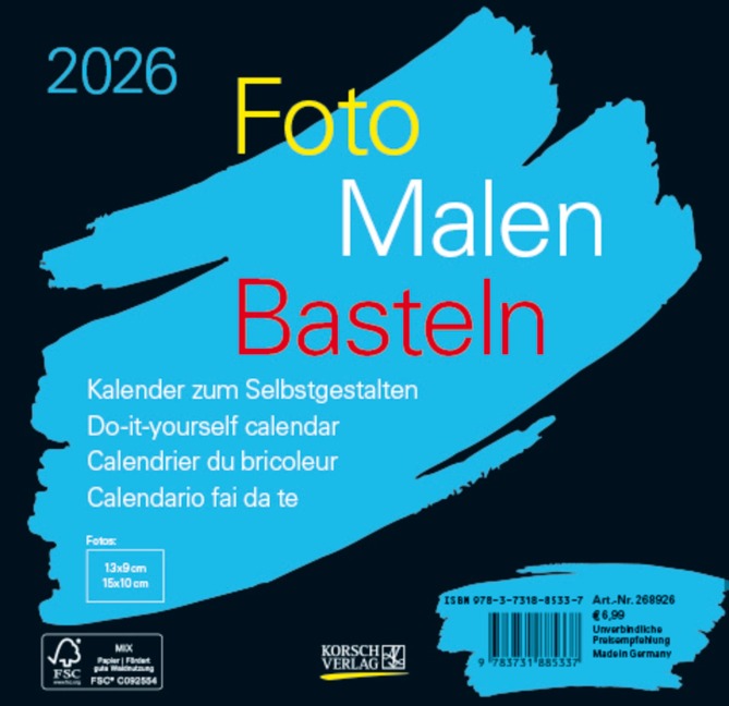 Foto-Malen-Basteln Bastelkalender schwarz quer 2026 - 
