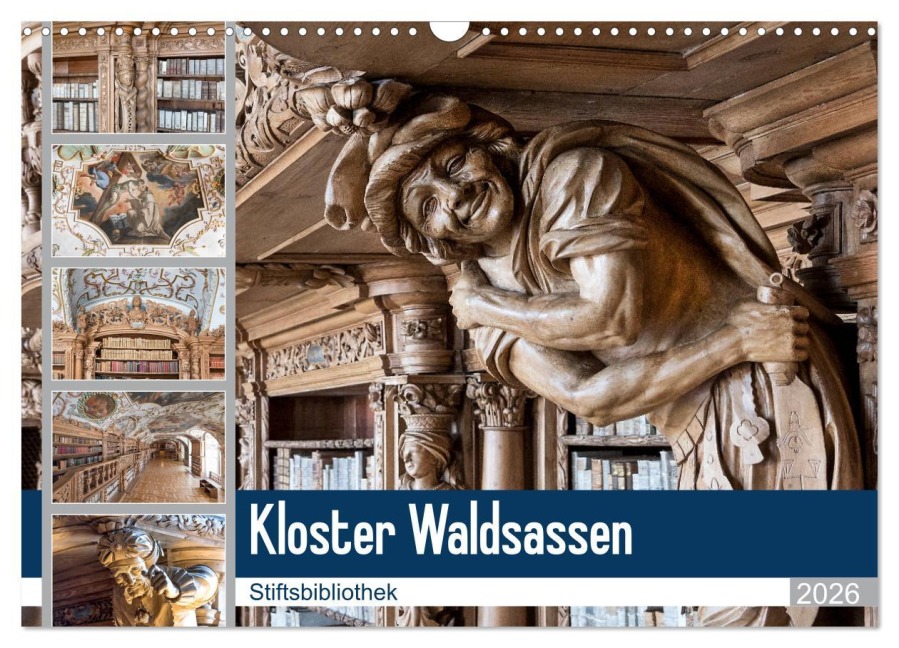 Kloster Waldsassen Stiftsbibliothek (Wandkalender 2026 DIN A3 quer), CALVENDO Monatskalender - Bodo Schmidt