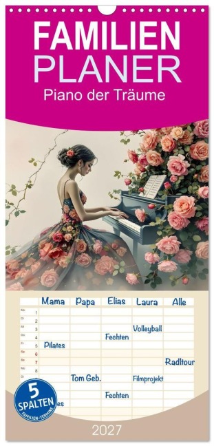 Familienplaner 2027 - Piano der Träume mit 5 Spalten (Wandkalender, 21 x 45 cm) CALVENDO - Dusanka Djeric
