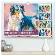 Cover-Bild zum Titel 'Barsoi im Farbenspiel. Elegante Windhunde in moderner Öloptik (hochwertiger Premium Wandkalender 2026 DIN A2 quer), Kunstdruck in Hochglanz' von 'Rose Hurley'