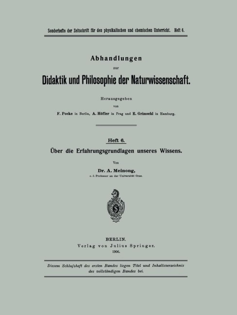 Über die Erfahrungsgrundlagen unseres Wissens - A. Meinong