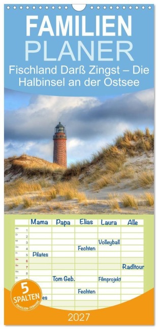 Familienplaner 2027 - Fischland Darß Zingst - Die Halbinsel an der Ostsee mit 5 Spalten (Wandkalender, 21 x 45 cm) CALVENDO - Steffen Gierok