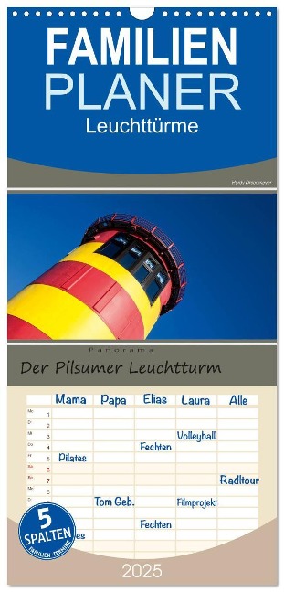 Familienplaner 2025 - Der Pilsumer Leuchtturm mit 5 Spalten (Wandkalender, 21 x 45 cm) CALVENDO - Hardy Dreegmeyer
