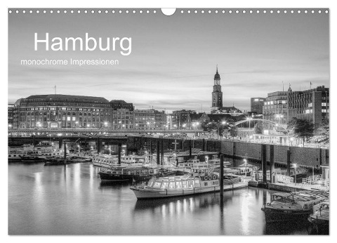 Hamburg monochrome Impressionen (Wandkalender 2024 DIN A3 quer), CALVENDO Monatskalender - Joachim Hasche Fotografie
