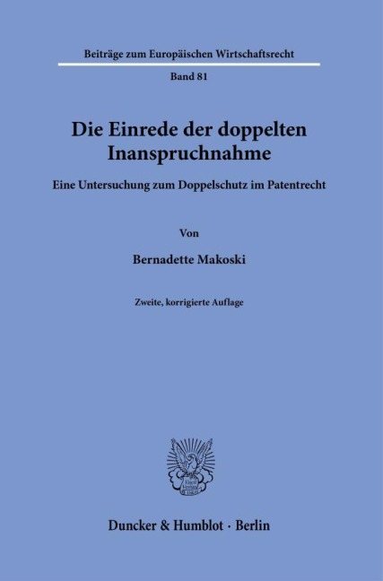 Die Einrede der doppelten Inanspruchnahme. - Bernadette Makoski