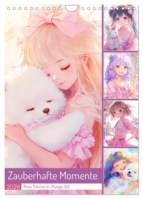 Zauberhafte Momente. Rosa Träume im Manga-Stil (Wandkalender 2026 DIN A4 hoch), CALVENDO Monatskalender - Rose Hurley