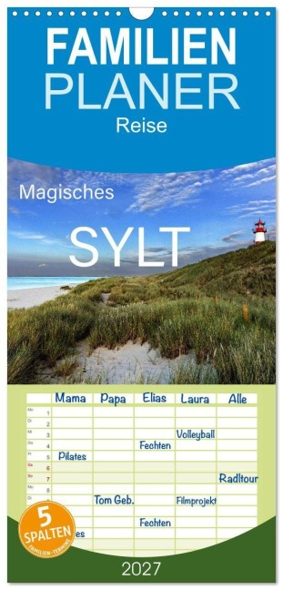 Familienplaner 2027 - Magisches Sylt mit 5 Spalten (Wandkalender, 21 x 45 cm) CALVENDO - Franz Tangermann