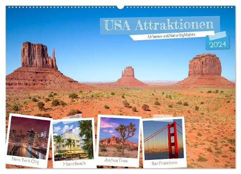 USA ATTRAKTIONEN Urbanes und Naturhighlights (Wandkalender 2024 DIN A2 quer), CALVENDO Monatskalender - Melanie Viola