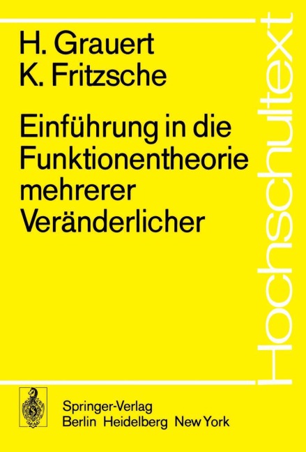 Einführung in die Funktionentheorie mehrerer Veränderlicher - K. Fritzsche, H. Grauert