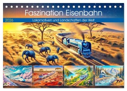 Cover-Bild zum Titel 'Faszination Eisenbahn - Lokomotiven und Landschaften der Welt (Tischkalender 2026 DIN A5 quer), CALVENDO Monatskalender' von 'Anja Frost'