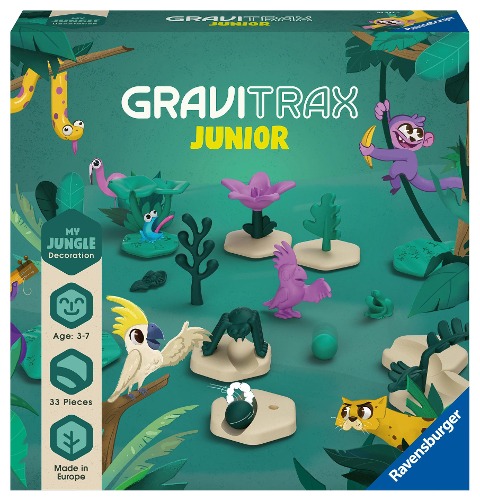 Ravensburger GraviTrax Junior Extension Jungle 23747 - Murmelbahn überwiegend aus nachwachsenden Rohstoffen mit Themenwelten, Lernspielzeug und Konstruktionsspielzeug für Jungs und Mädchen ab 3 Jahren - 