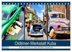 Cover-Bild zum Titel 'Oldtimer-Werkstatt Kuba - Auto-Reparatur in den Straßen Havannas (Tischkalender 2026 DIN A5 quer), CALVENDO Monatskalender' von 'Henning von Löwis of Menar'