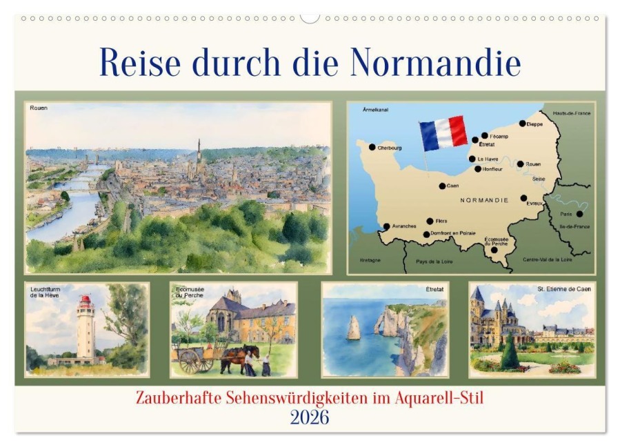 Reise durch die Normandie (Wandkalender 2026 DIN A2 quer), CALVENDO Monatskalender - Claudia Kleemann