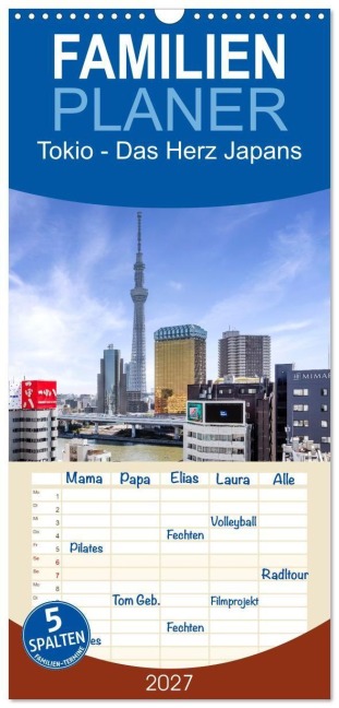 Familienplaner 2027 - Tokio - Das Herz Japans mit 5 Spalten (Wandkalender, 21 x 45 cm) CALVENDO - Melanie Viola