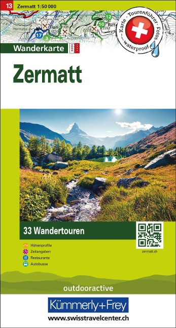 Kümmerly+Frey Wandertourenkarte 13 Zermatt 1:50.000 - 