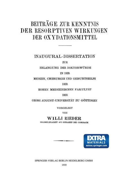 Beiträge zur Kenntnis der Resorptiven Wirkungen der Oxydationsmittel - Willi Rieder