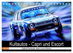 Cover-Bild zum Titel 'Kultautos - Capri und Escort (Tischkalender 2026 DIN A5 quer), CALVENDO Monatskalender' von 'Jean-Louis Glineur'