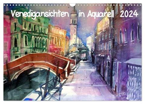Venedigansichten in Aquarell (Wandkalender 2024 DIN A3 quer), CALVENDO Monatskalender - Johann Pickl