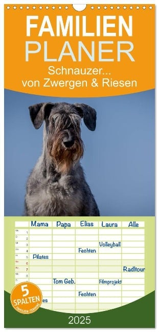 Familienplaner 2025 - Schnauzer... von Zwergen und Riesen 2025 mit 5 Spalten (Wandkalender, 21 x 45 cm) CALVENDO - Michael Janz