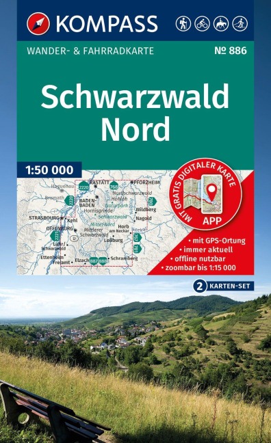 KOMPASS Wanderkarten-Set 886 Schwarzwald Nord (2 Karten) 1:50.000 - 