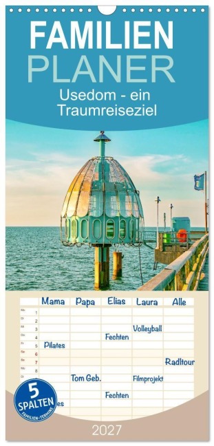 Familienplaner 2027 - Usedom - ein Traumreiseziel mit 5 Spalten (Wandkalender, 21 x 45 cm) CALVENDO - Nina Schwarze