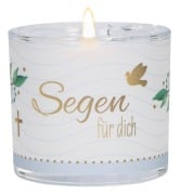 Cover-Bild zum Titel 'Butzon & Bercker Glaswindlicht "Segen für dich" Ø 6 cm - handgeblasenes Windlicht mit Pergamentumleger, türkise Geschenkverpackung, weißes Teelicht, liebevolles Geschenk zur Taufe' von ''