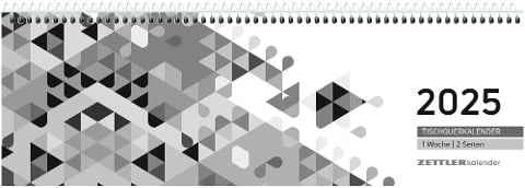 Tischquerkalender schwarz 2025 - 29,6x9,9 cm - 1 Woche auf 2 Seiten - Stundeneinteilung 7 - 19 Uhr - inkl. Jahresübersicht - Bürokalender - 116-0020 - 