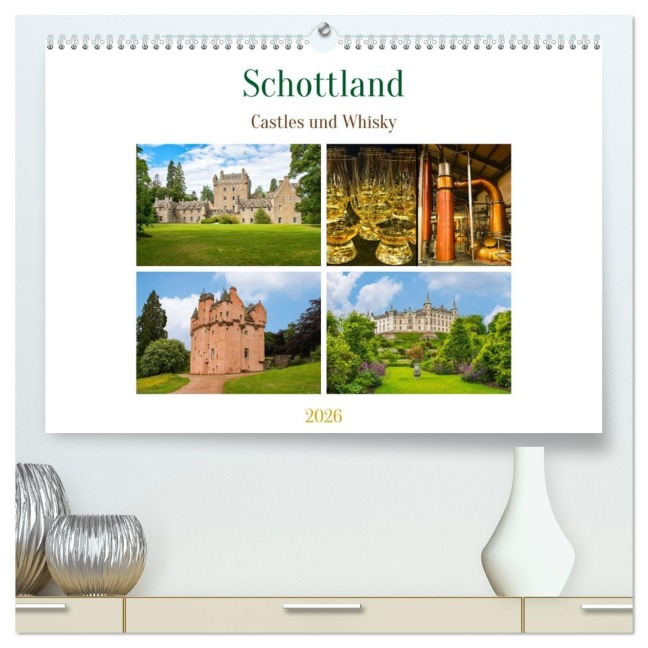 Schottland - Castles und Whisky (hochwertiger Premium Wandkalender 2026 DIN A2 quer), Kunstdruck in Hochglanz - Nina Schwarze